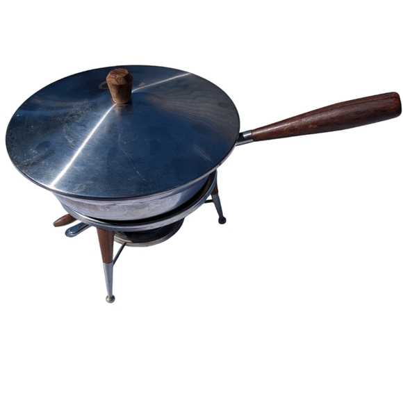 FONDUE POT Retro 1970 Stainless Steel Large Vintage Party Bowl - Picture 2 of 8